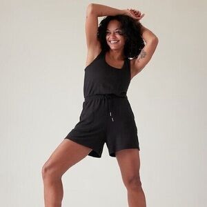 ATHLETA Balance Sleeveless Romper - Black #601559 Size Large